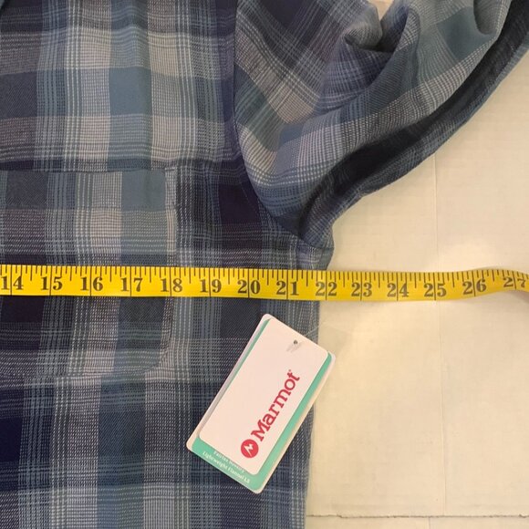 Marmot Men Fairfax Novelty Lightweight Flannel Shirt Medium NWT Arctic Navy - Picture 8 of 12